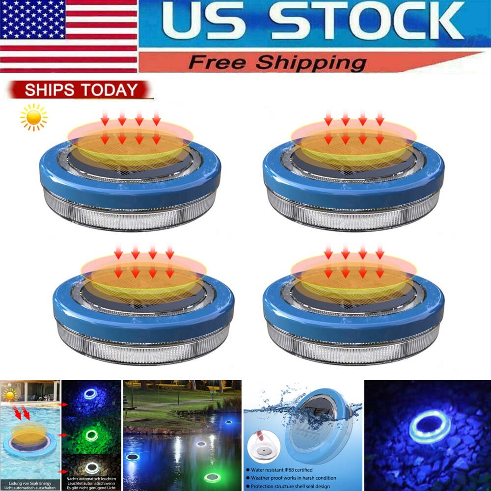 4 Pack Solar Swimming Pool Light LED Floating Lights Garden IP68 Underwater Lamp gallery