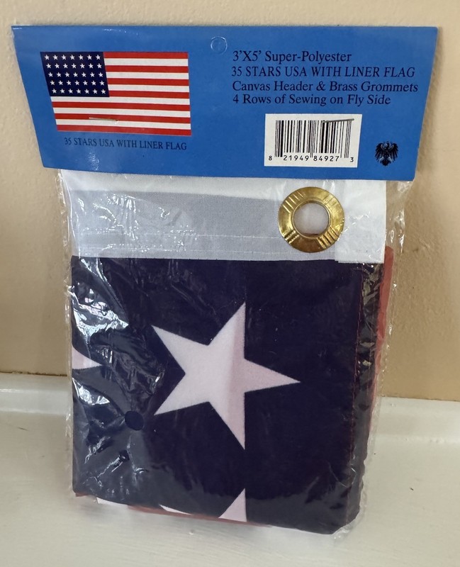 3x5 35-Star U.S. Flag Lined Super-Polyester Canvas Header Brass Grommets gallery