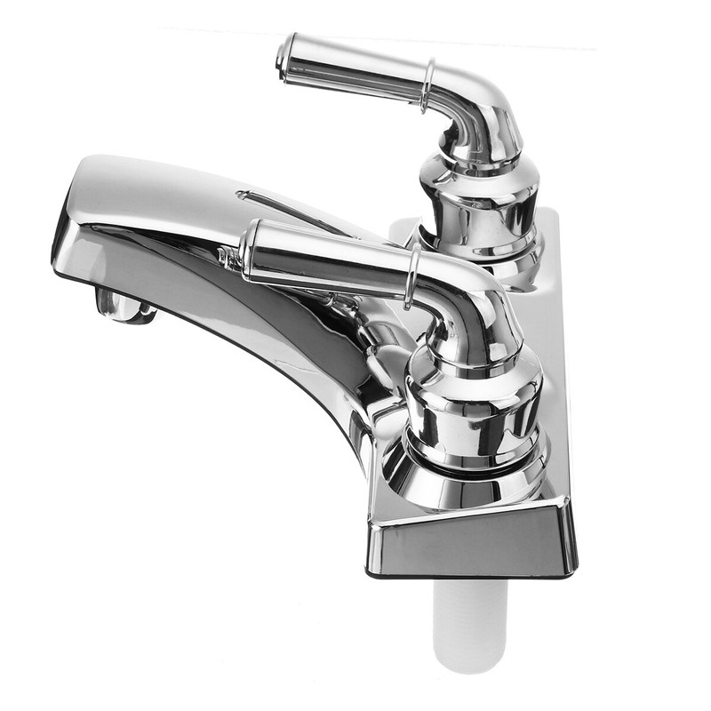 Universal Chrome Plastic Basin Sink Faucet Lavatory 2 Handles Vanity Mixer Tap gallery
