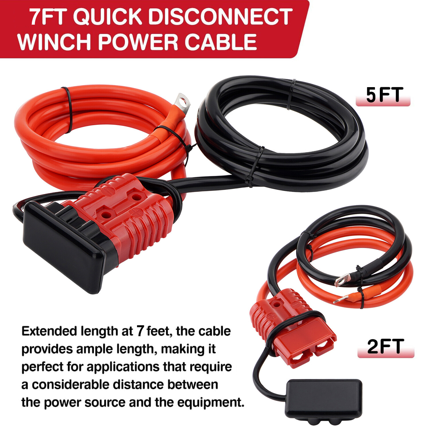 7 Feet Quick Disconnect Winch Power Cable,4 AWG 4 Gauge Wiring For Winch Trailer gallery