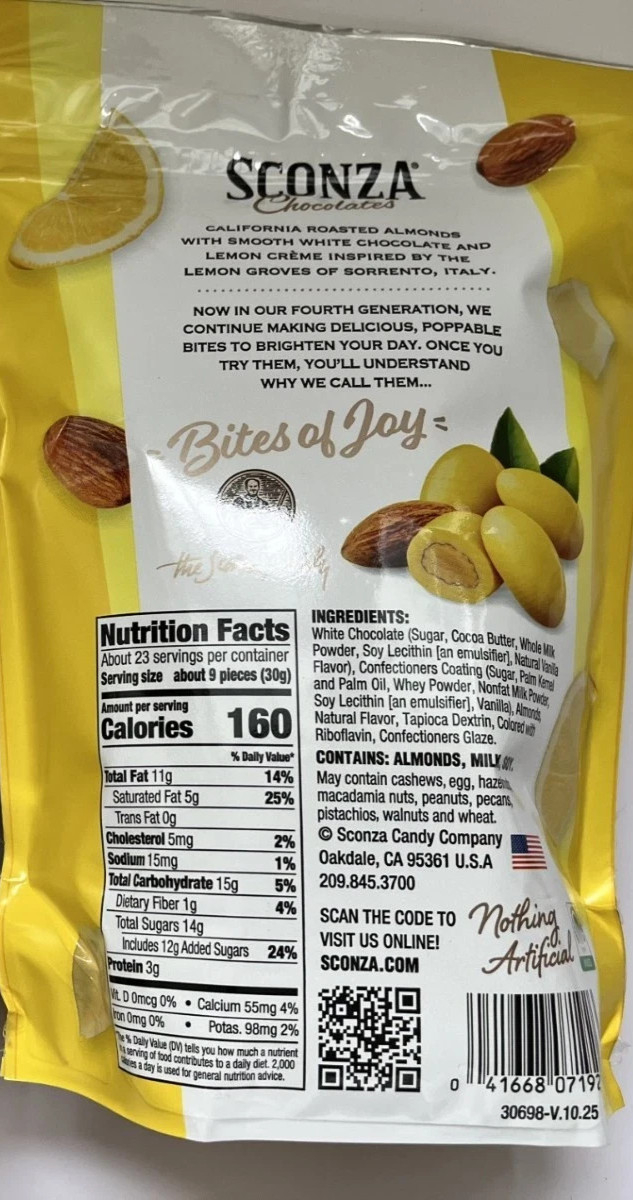 Sconza Lemoncello White Chocolate Roasted Almonds, 24 oz gallery