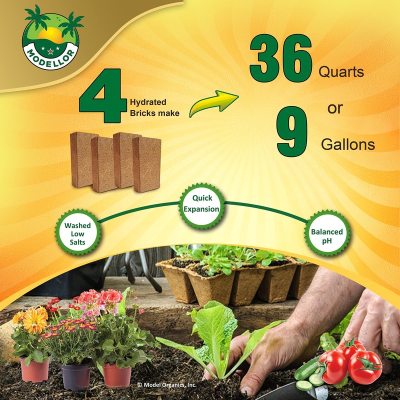 4 Bricks 5 lb Premium Super Washed Coco Coir, Yields 9 gallons 36 quarts, Sta... gallery