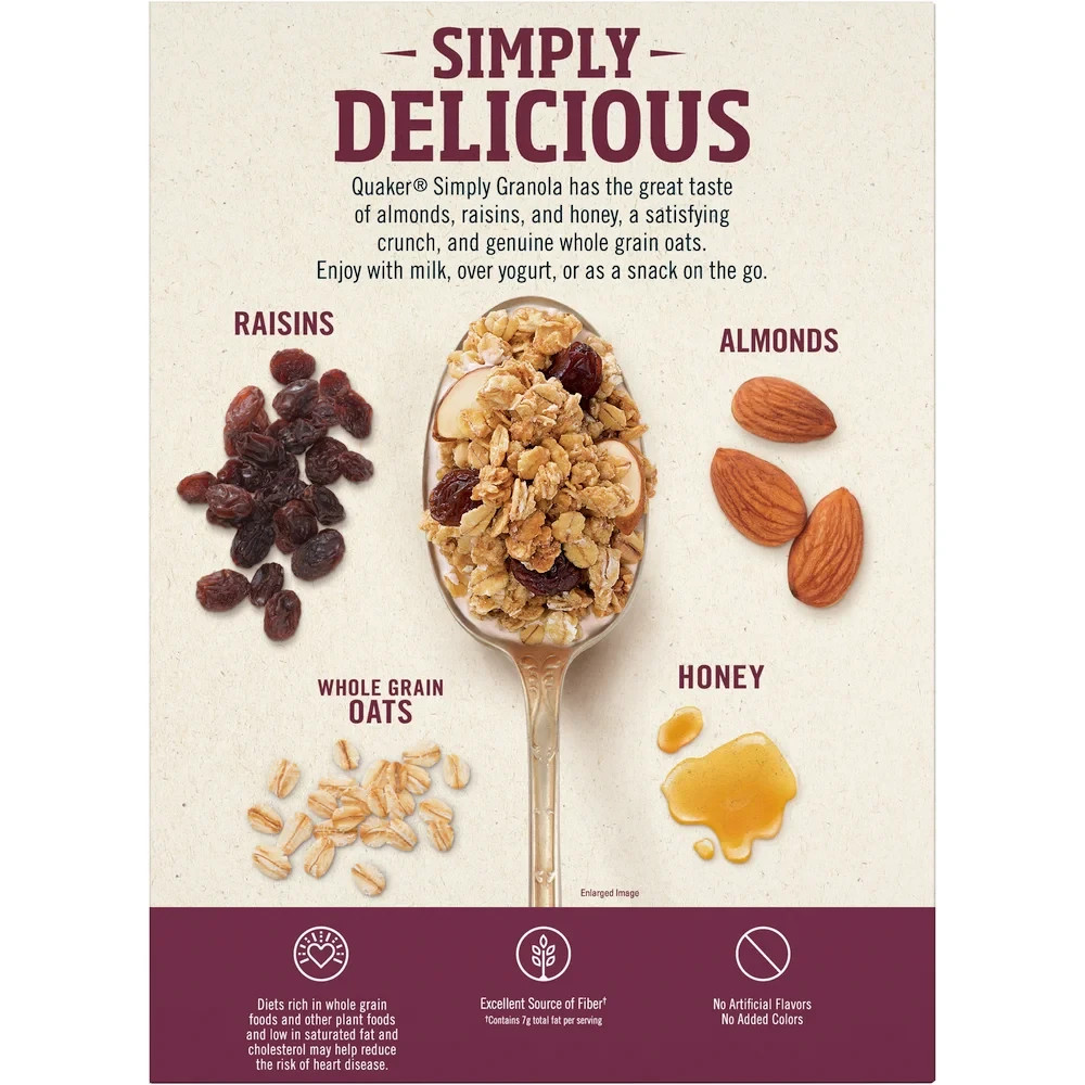 Quaker Simply Granola Breakfast Cereal, Oats Honey Raisins & Almonds, 24.1 oz gallery