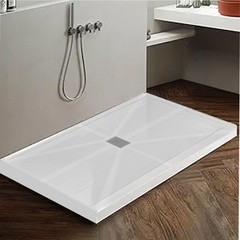60”L x 36”W White Rectangular Shower Pans With Sturdy Shower Base Center Drain