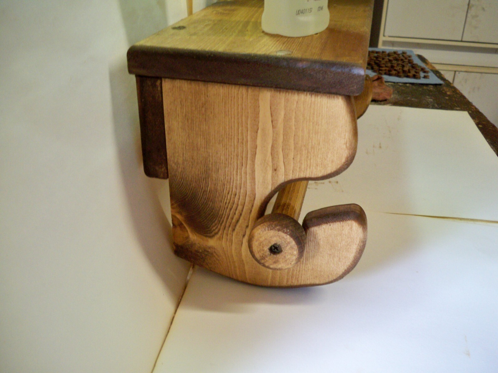 Handcrafted Pine Wood Paper Towel  Holder with Shelf (screws added with item) gallery
