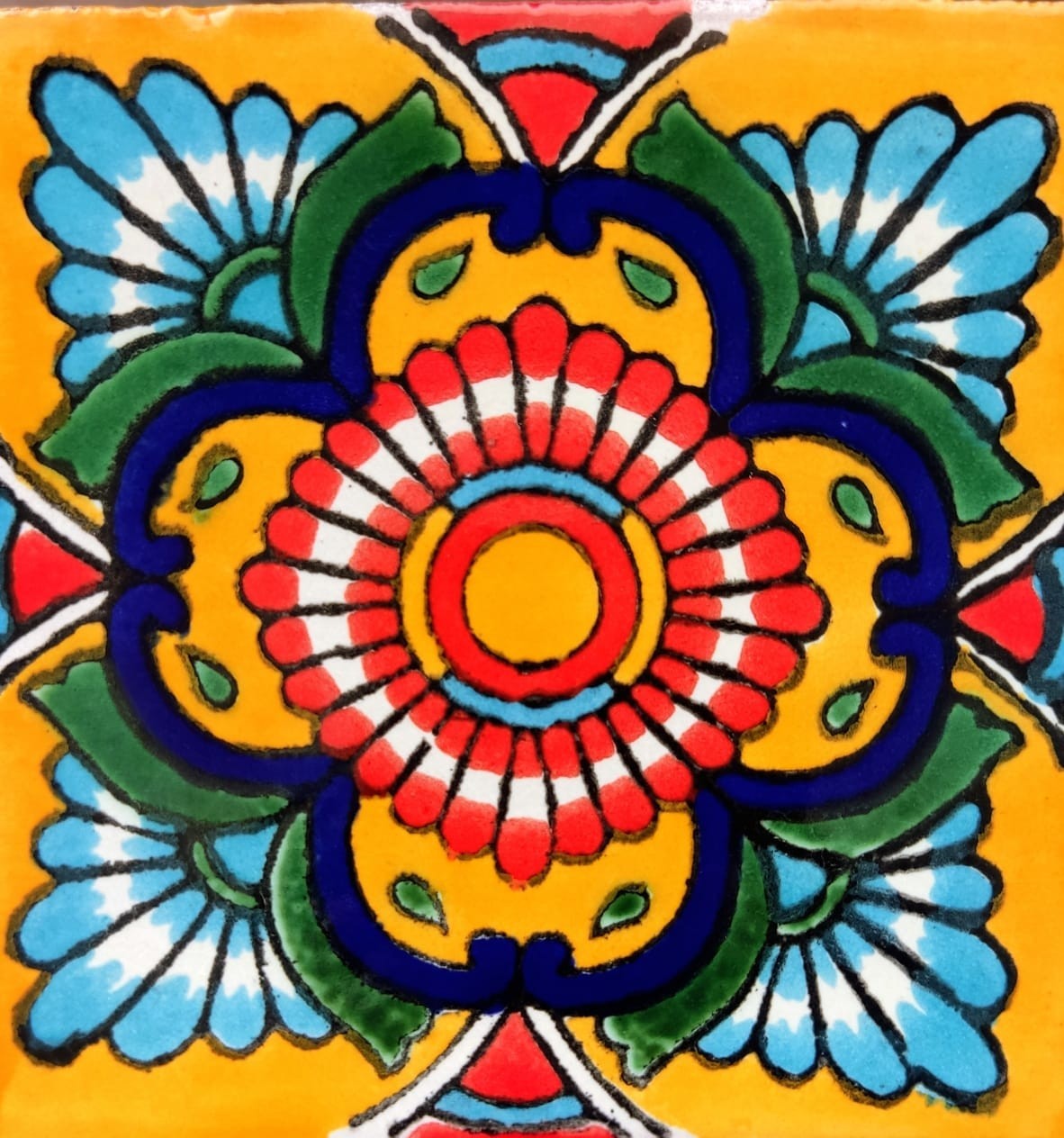 #C131) Mexican Tile sample Ceramic Handmade 4x4 inch, GET MANY AS YOU NEED !! gallery