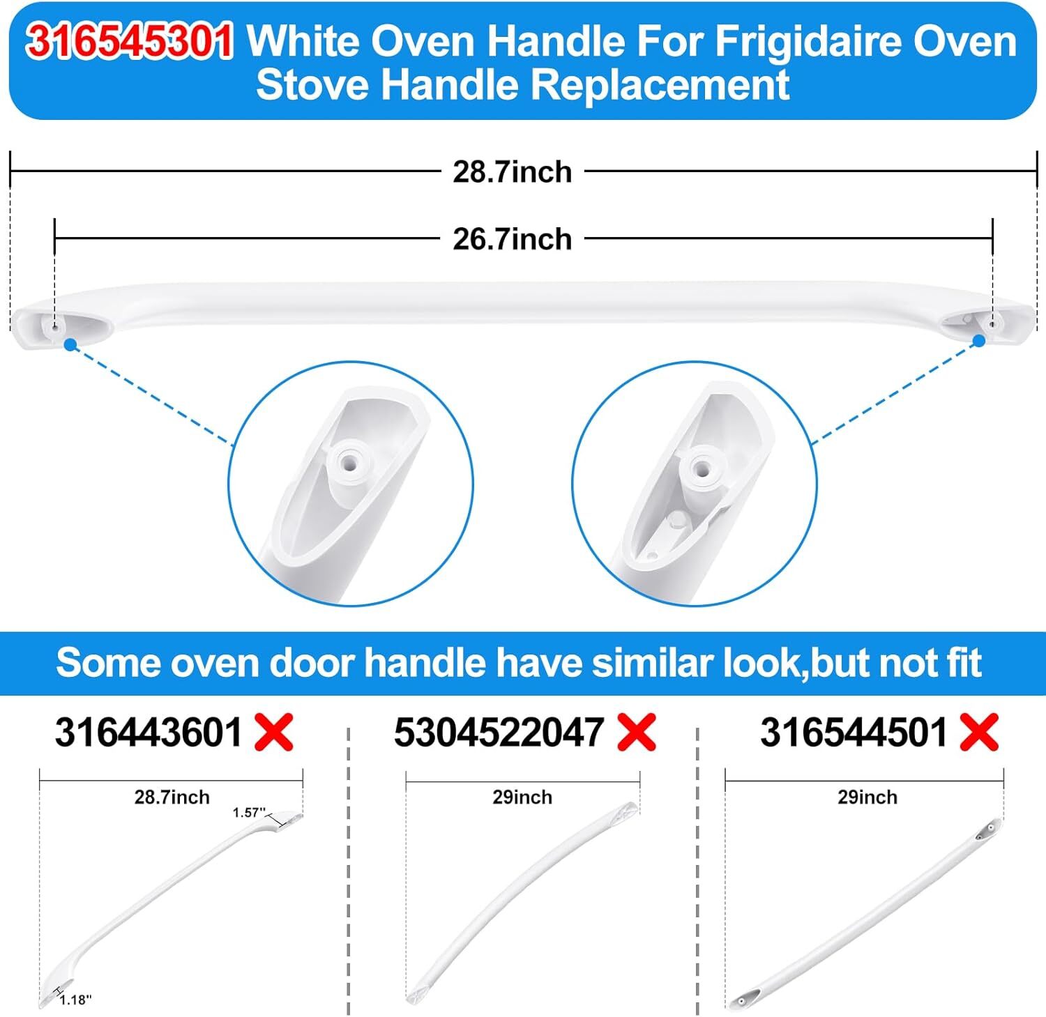 New 316545301 Oven Handle Compatible with Frigidaire Kenmore Ap4527354 Ps2581854 gallery