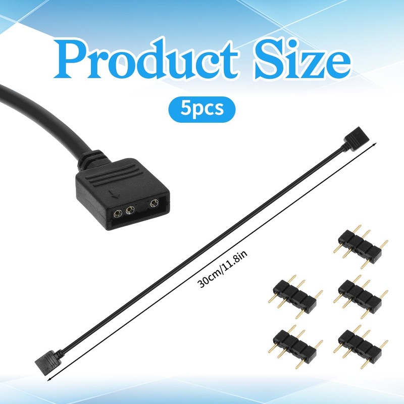 5 PCS ARGB Extension Cable, ARGB Splitter 5V 3 Pin Addressable RGB Cables, Fe... gallery
