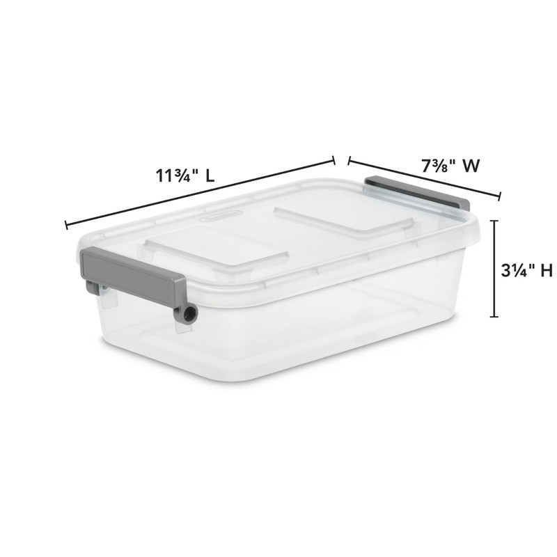 2 Pack Sterilite 2.7 Qt Modular Locking Storage Box Clear Gray Container gallery