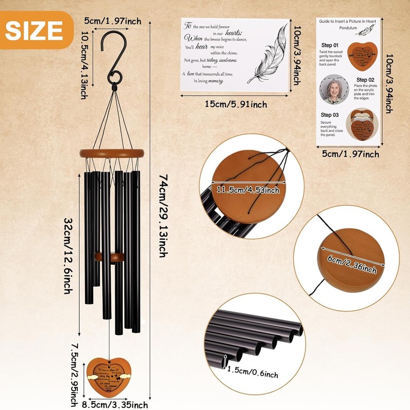 32 Inch Personalized Memorial Wind Chimes Sympathy Gifts for Loss of Loved One gallery