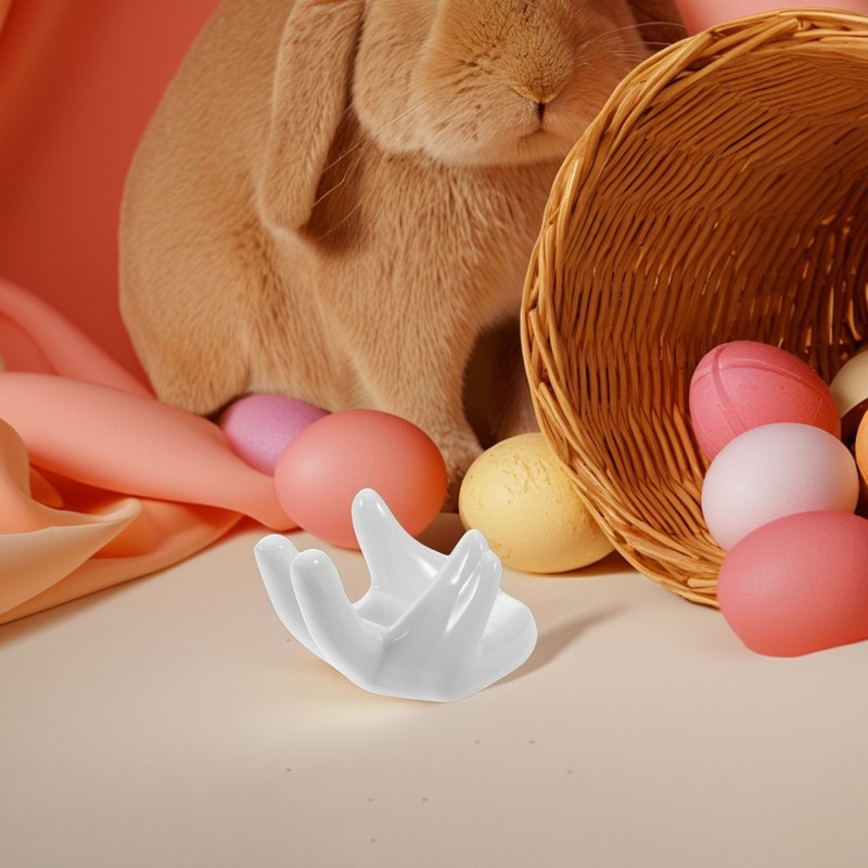 3 Pcs Easter Egg Cups Office Plant Holder Air for Home Ceramic Hand Shape gallery