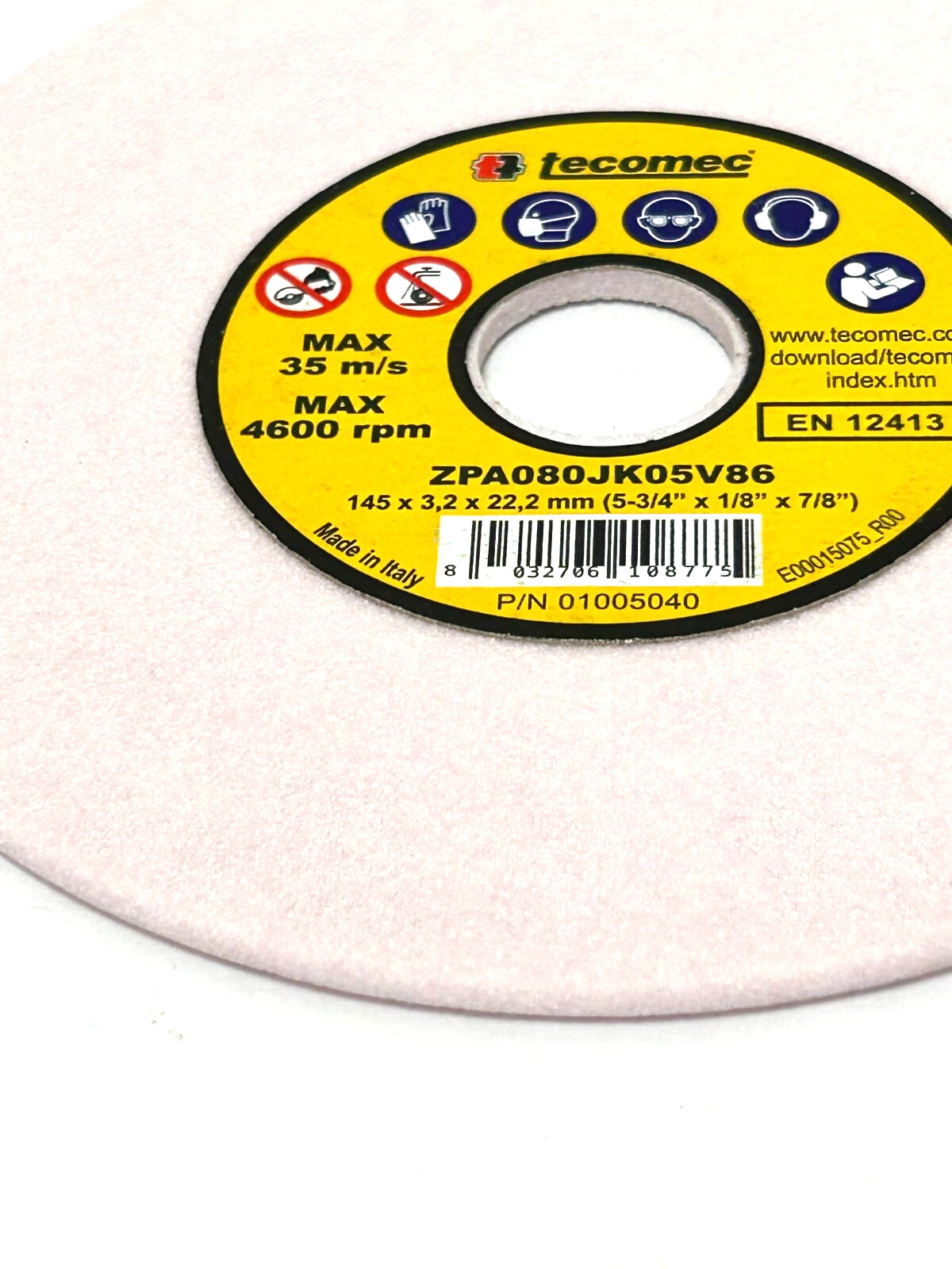 TECOMEC "Premium Corundum Vitrified" GRINDING WHEEL 5-3/4" x 7/8" x 1/8" gallery