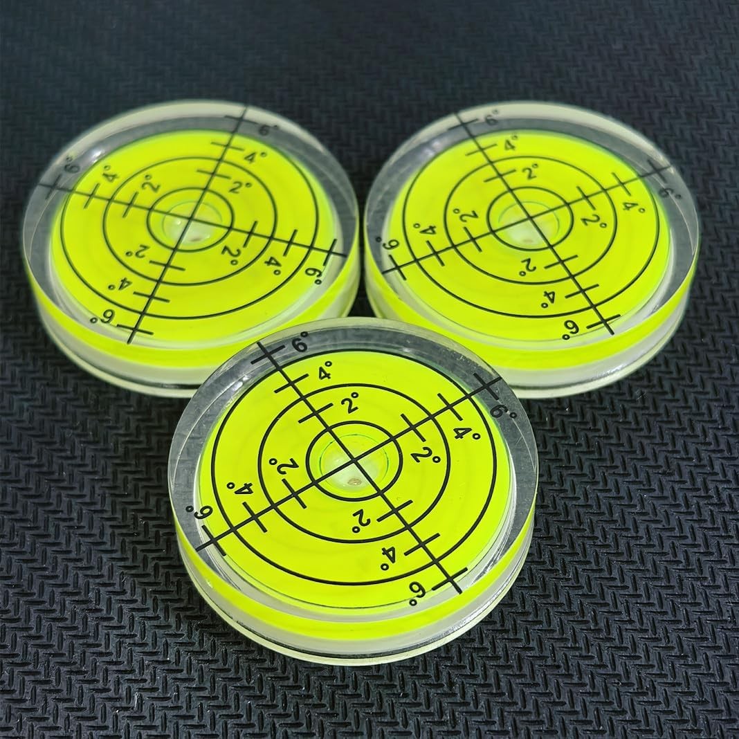 3Pcs Small Circular Bubble Levels 32x7mm Round Spirit 32x7mm, Yellow-green gallery