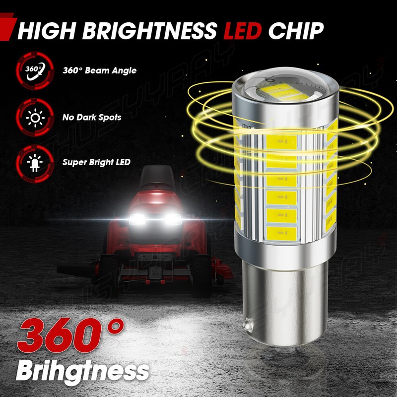 2 Bright LED headlight bulbs for Deere E130 E140 E150 E160 E170 E180 6000K 1156 gallery