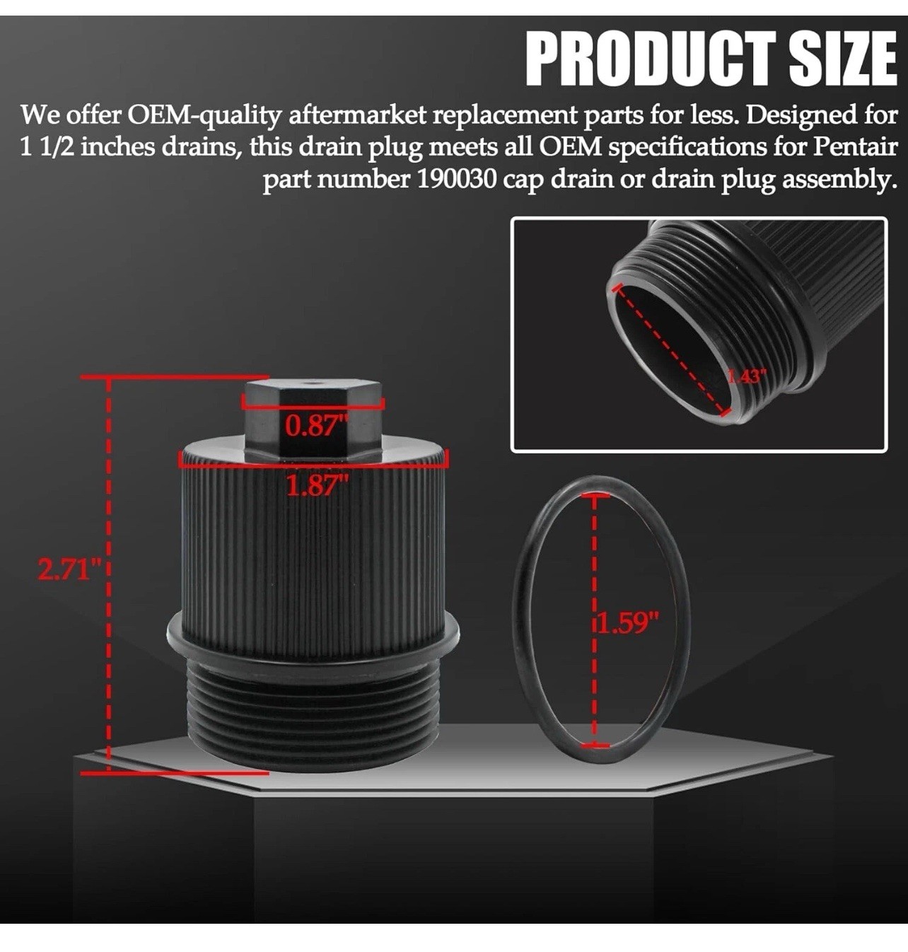 Tongass Drain Plug Cap Assembly Replaces 190030 Fits for Pool and Spa Filter gallery