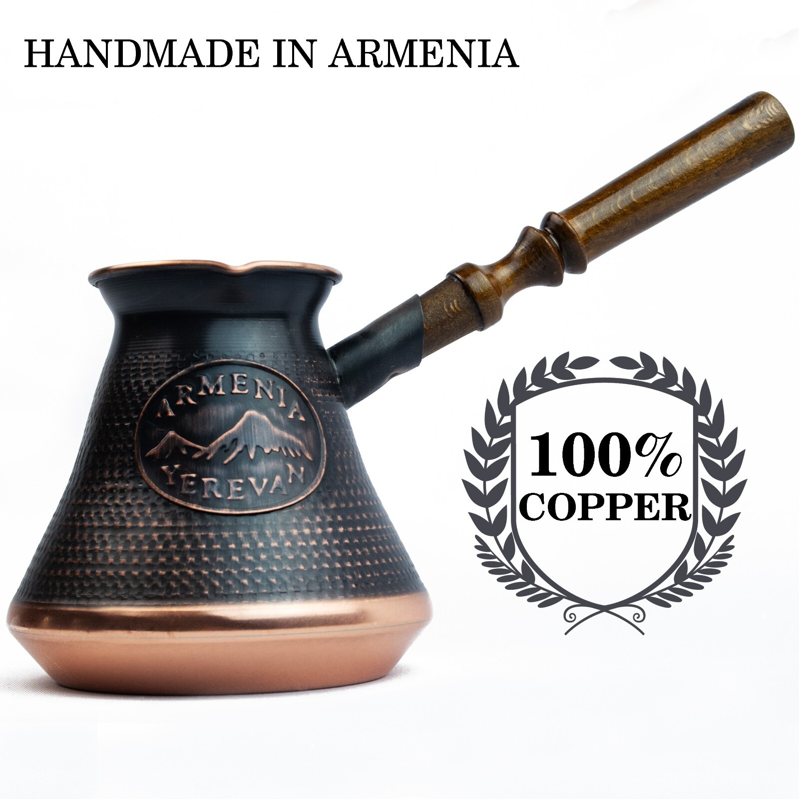 Handmade Armenian Coffee Pot Copper Jazva Makers Ararat Wooden Handle gallery
