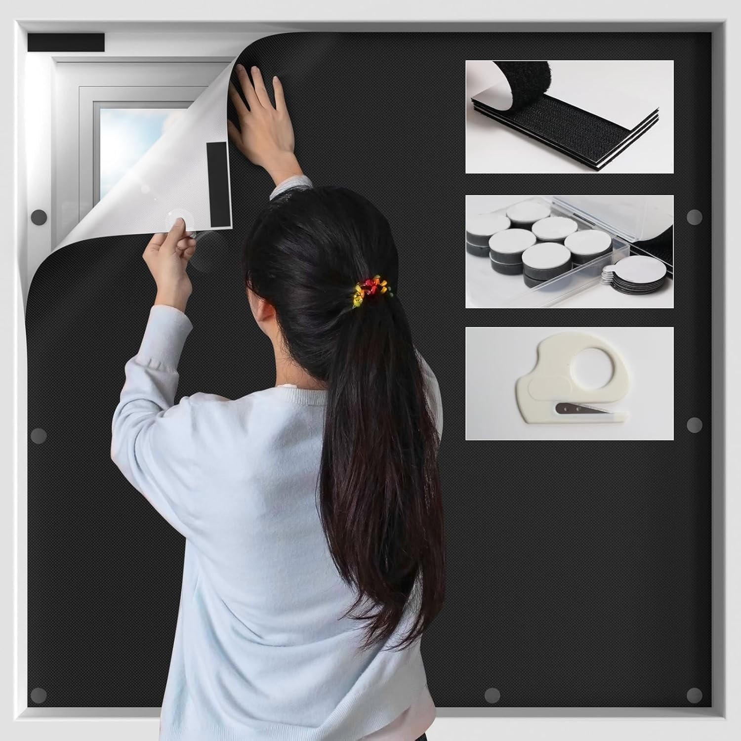 100% Black Out Window Cover Portable Blackout Shades Adhesive Thermal Blackout gallery