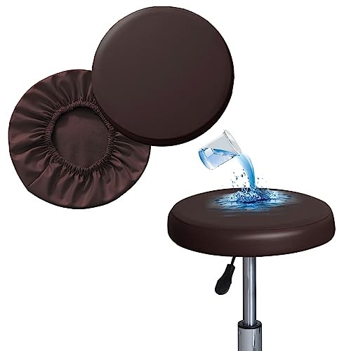 Stool Covers - 2 Pack PU Slipcover with Elastic L (14"-16") 2 Counts Coffee gallery