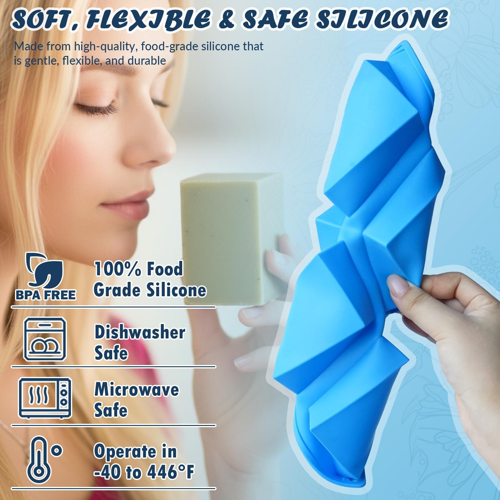Molds Silicone Square Oval Rectangle Bar, 12 Cavities for Soap Making Candy gallery