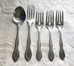 Vtg Oneida Twilight Flatware Lot Misc Forks & Spoon 5 Pieces Brushed Stainless
