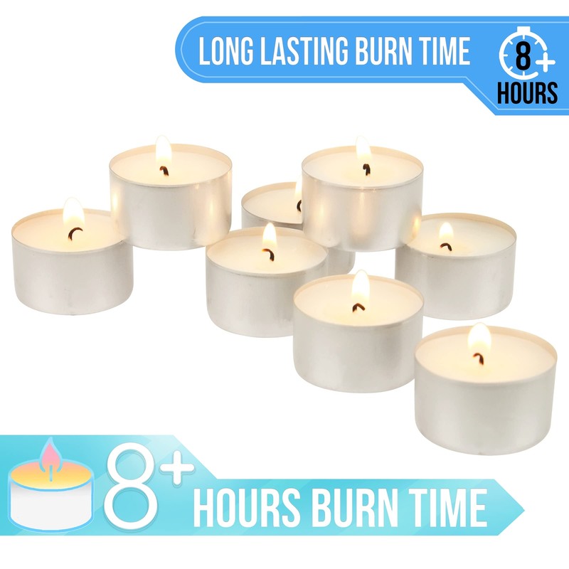 Stonebriar 100 Pack Unscented 8 Hour Extended Burn Time Tea Light Candles gallery