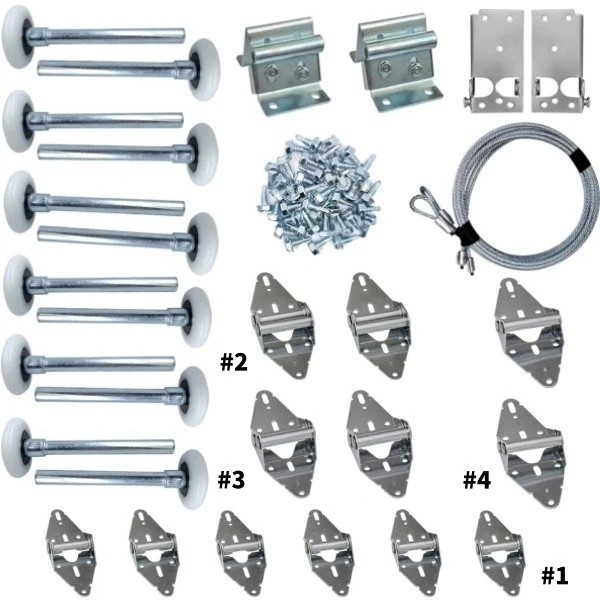Double Garage Door Hardware Kit Roller/Wire Rope/Hinge For 16'x8' and 18'x8' gallery