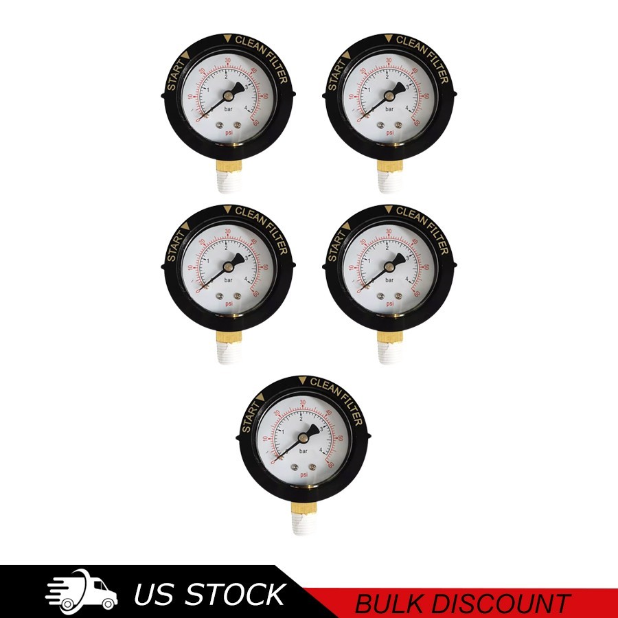 5 PC 1/4 In NPT 0-60 PSI Bulk Replacement 190058 Pool Filter Pressure Gauge gallery