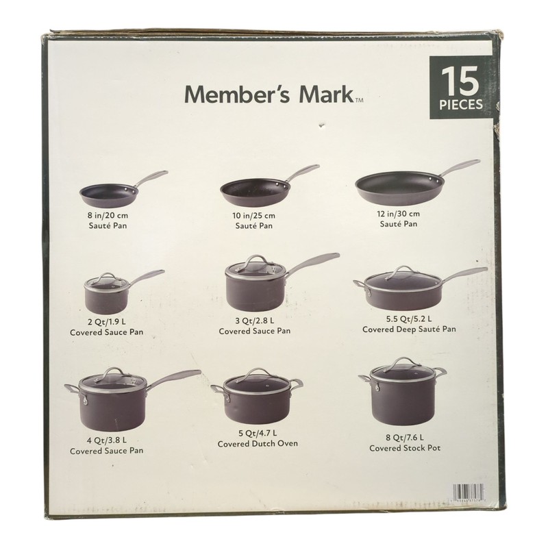 Member's Mark Hard Anodized Aluminum Cookware Set, 15 Piece gallery