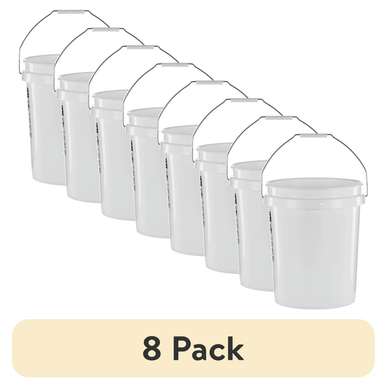 (8 pack) United Solutions 5 Gallon Round Utility Bucket, Comfort Handle, Plastic gallery