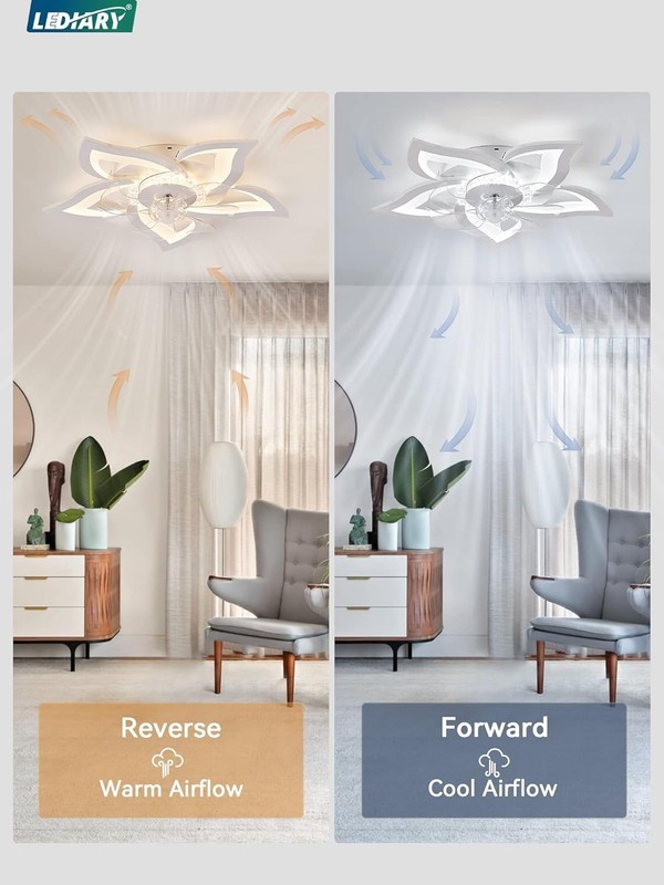 Modern Dimmable LED Flower Shape Ceiling Fans with Lights 27" Ceiling Fan gallery