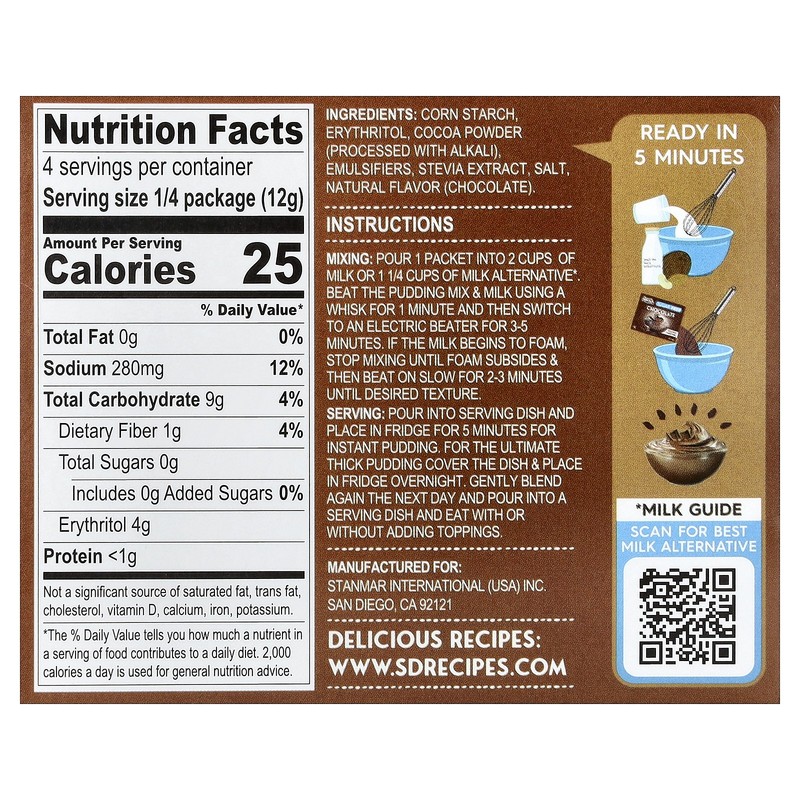 Plant-Based Instant Pudding, Chocolate, Sugar Free, 1.7 oz (48 g) gallery