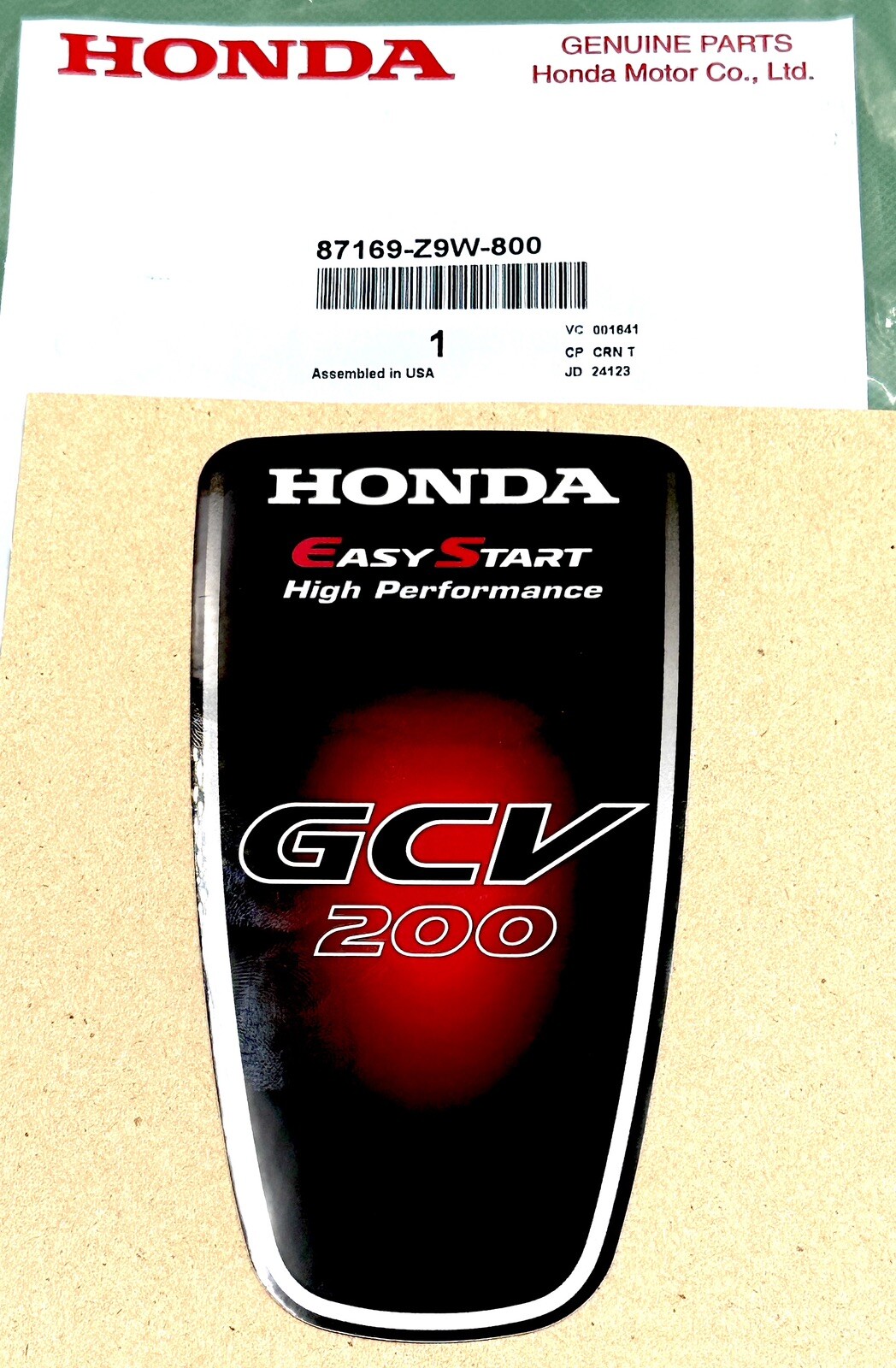 NEW Genuine HONDA GCV200 Decal Sticker Emblem HRX217K6 87169-Z9W-800 OEM gallery