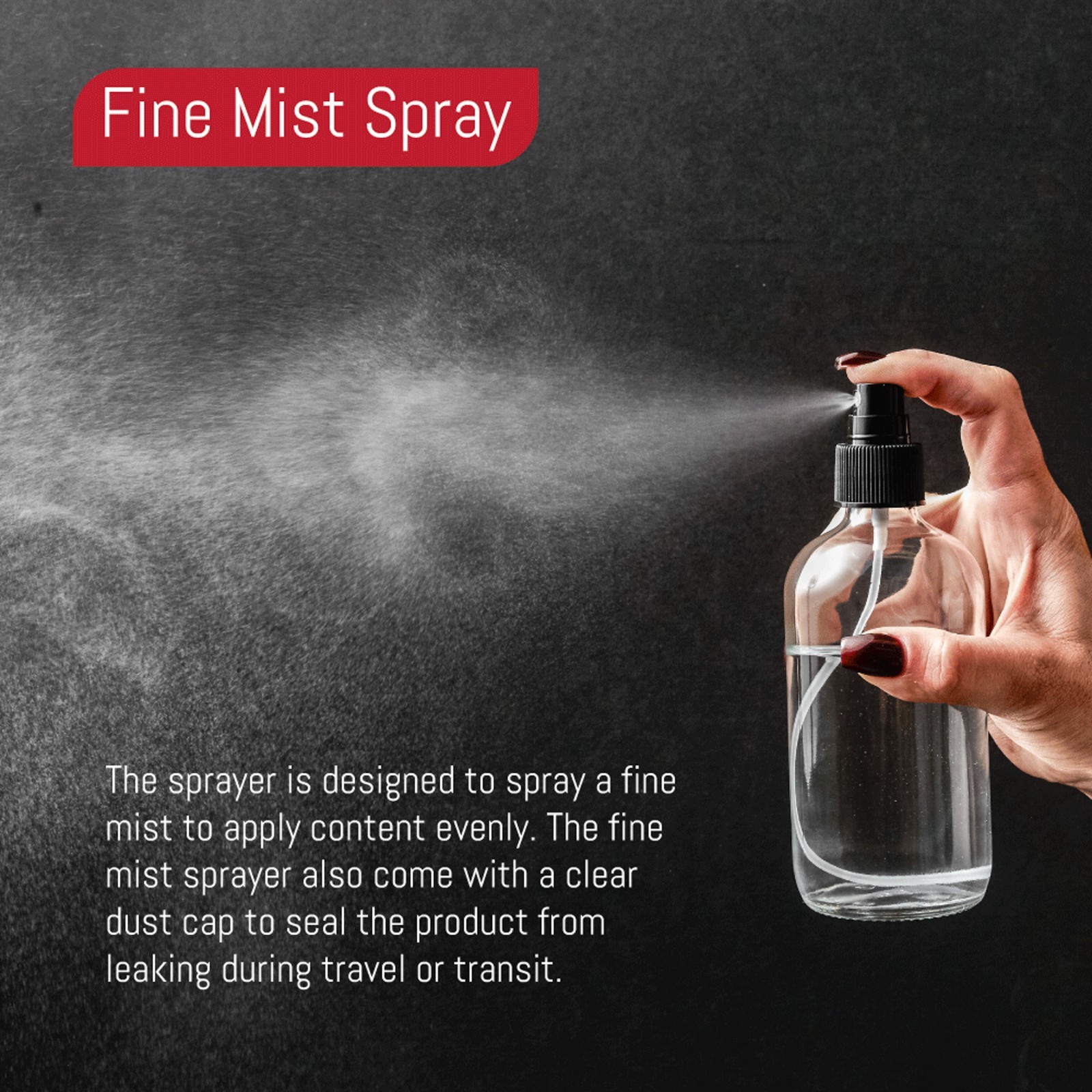 DMSOSTORE Glass Spray Bottle Set, 8 oz, BPA-Free Fine Mist Sprayer, 2-Pack gallery