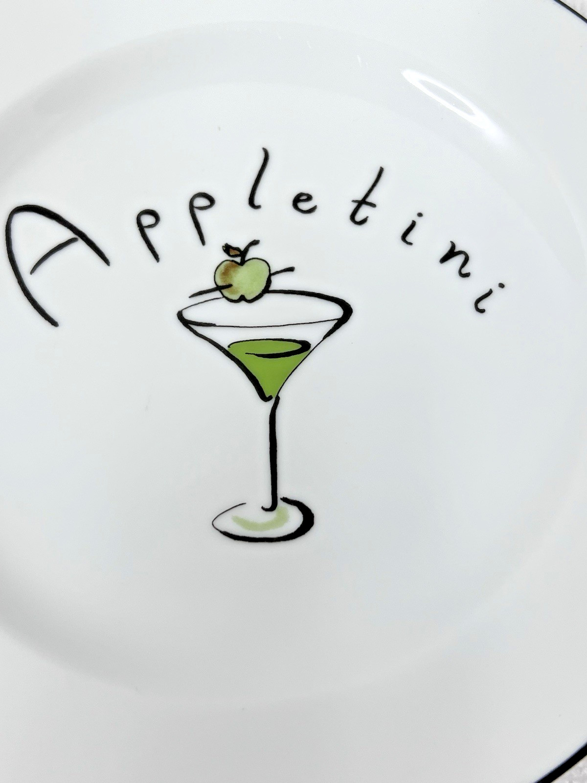 Pottery Barn Martini Appletini Cocktail Appetizer Dessert Tapas Plate 7 5/8 Inch gallery