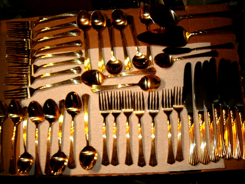 Farberware Gold Electroplate Flatware Chambord 42 Pieces Spoons Forks Knives +++ gallery