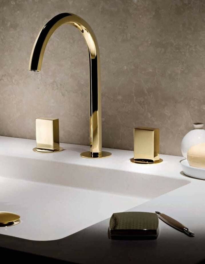 FANTINI VENEZIA THREE HOLE WASHBASIN MIXER WITH BONUS HANDLES GOLD PLUS gallery