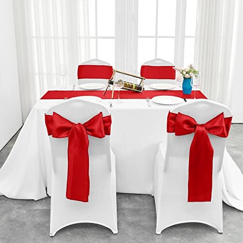 10-Pack Red Satin Table Runner 12 x 108 Inch Long Bright and Smooth Silk Fabr... gallery