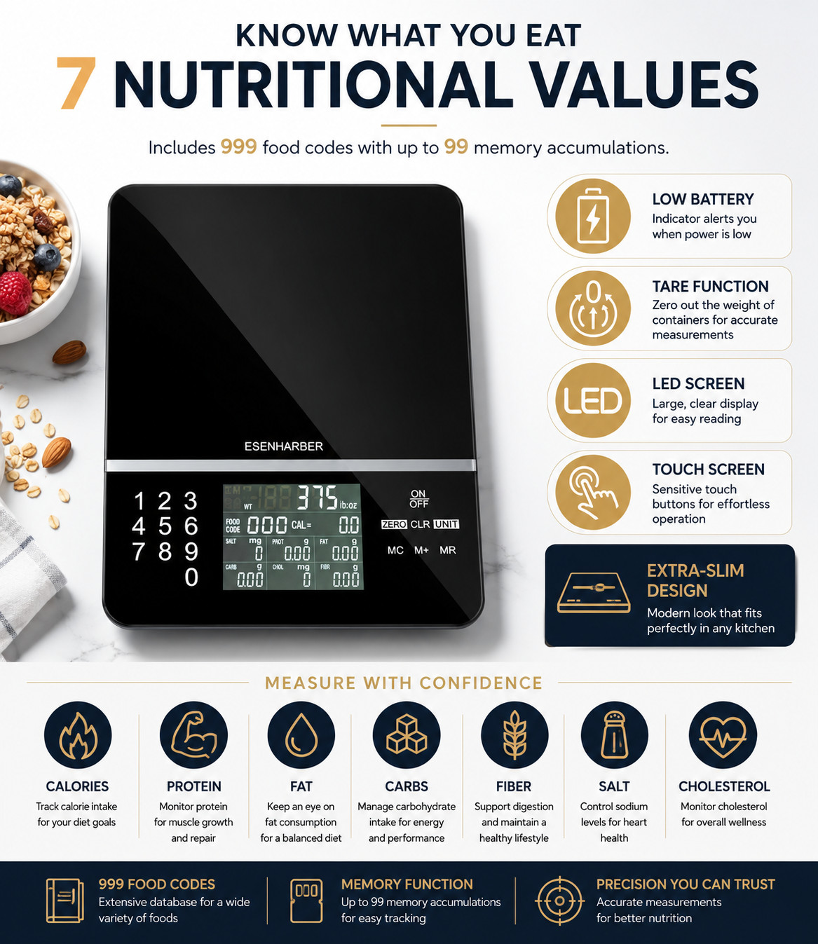 Digital Food Scale with Nutrition Calculator Calories Counter Meal Prep Scale gallery