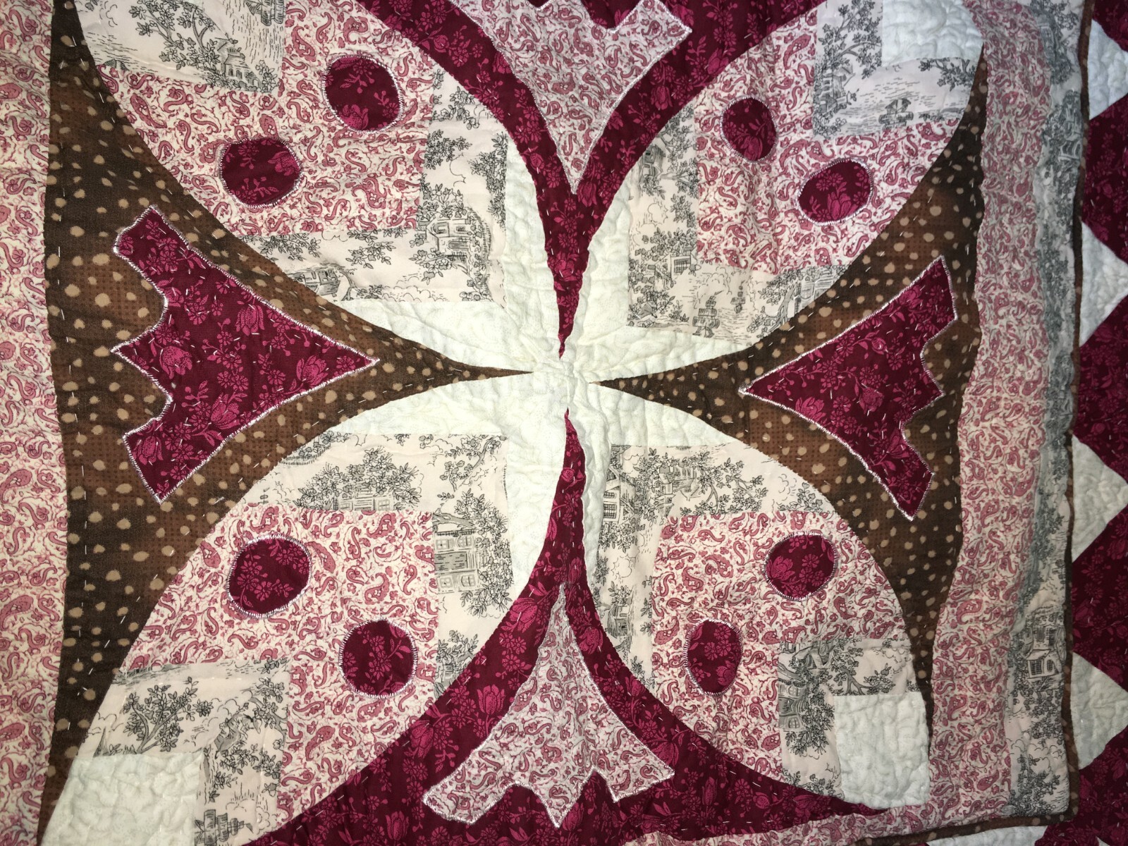 MAROON PINK BLACK IVORY STANDARD QUEEN BED PILLOW SHAM QUILTED 100% COTTON NEW gallery