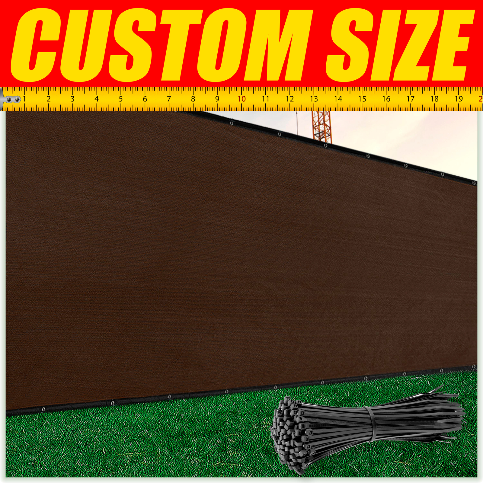 ColourTree Brown 4' Fence Privacy Wind Screen Mesh Windscreen Custom Size 4 Feet gallery