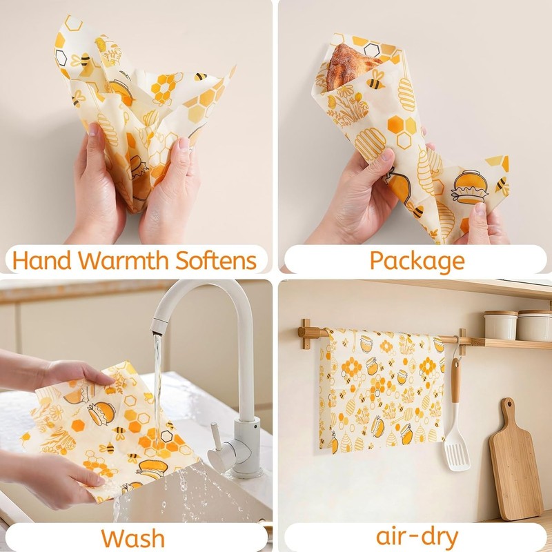 Beeswax Wraps for Food – Reusable Beeswax Bread Bag & Sandwich Wrap, Organic & gallery
