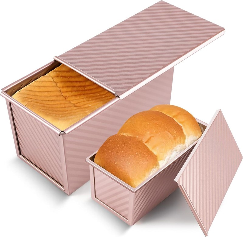 2 Pack Pullman Loaf Pan with Lid, 1 lb/0.5 lb Dough Capacity, Premium Non-Stick gallery