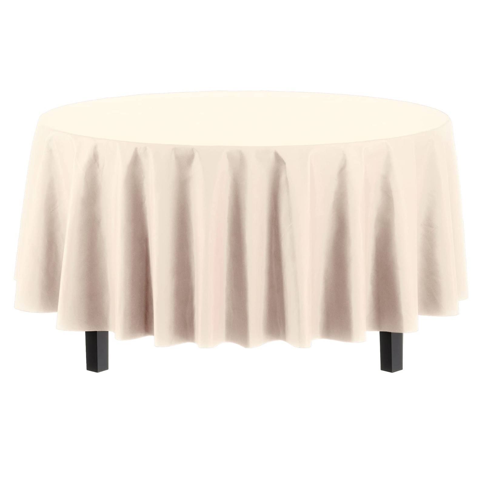 12 PCS Ivory Party Solids Round Tablecloth 84 Inch Premium Plastic Wedding gallery