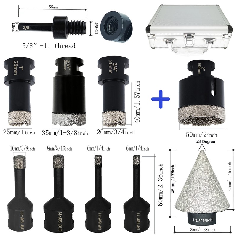 Diamond Core Drilling Bits Set Tile Hole Saw Kit Granite Ceramic Porcelain Sink gallery