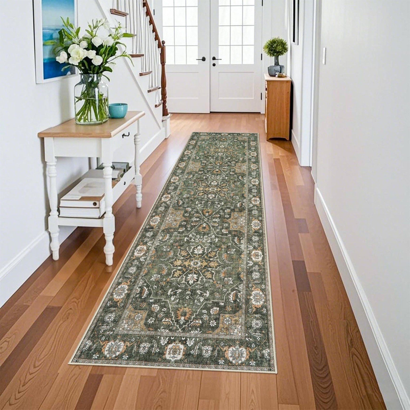 Hallway Washable Runner Rug 3x10 - Kitchen Rugs Low Pile Indoor Farmhouse Car... gallery