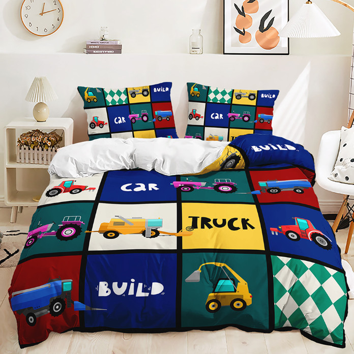 Digger Dump Truck Excavator Single/Double/Queen/King Bed Quilt Cover Set gallery