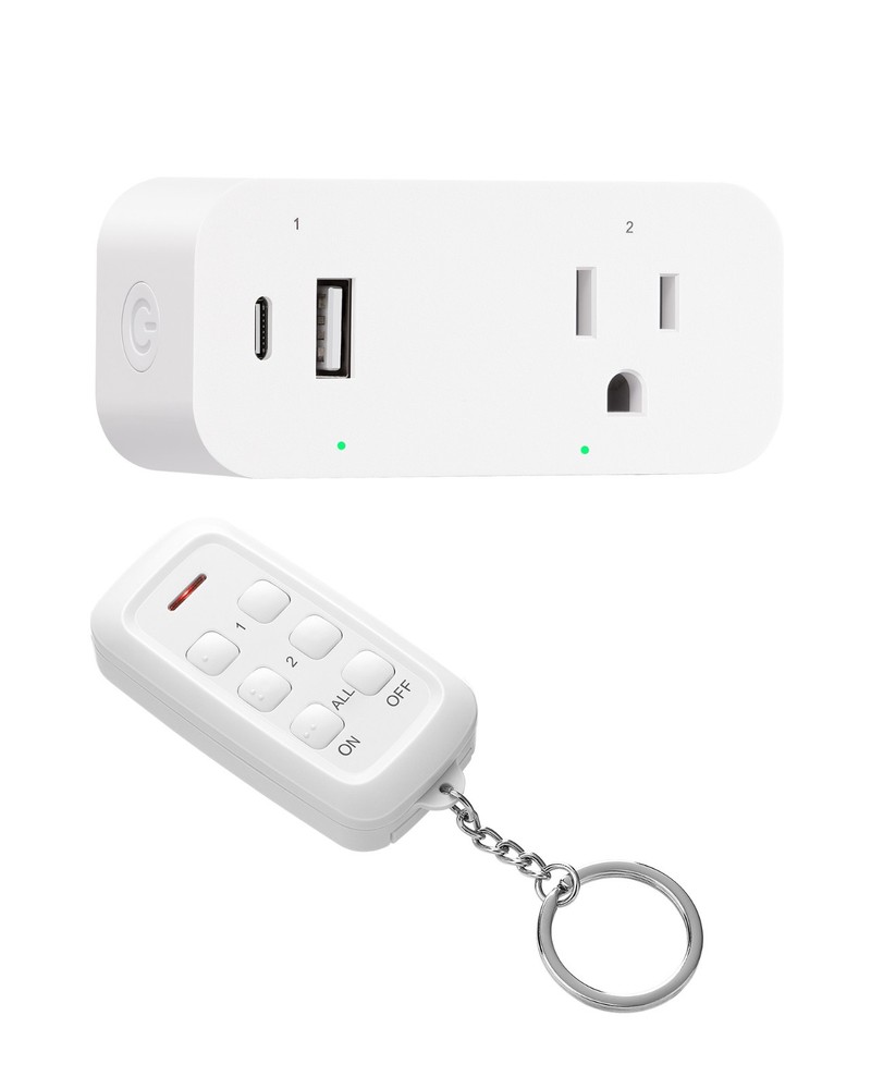 DEWENWILS Wireless Remote Control Outlet, 125V 15A 1875W, USB-A+C & AC Outlet
