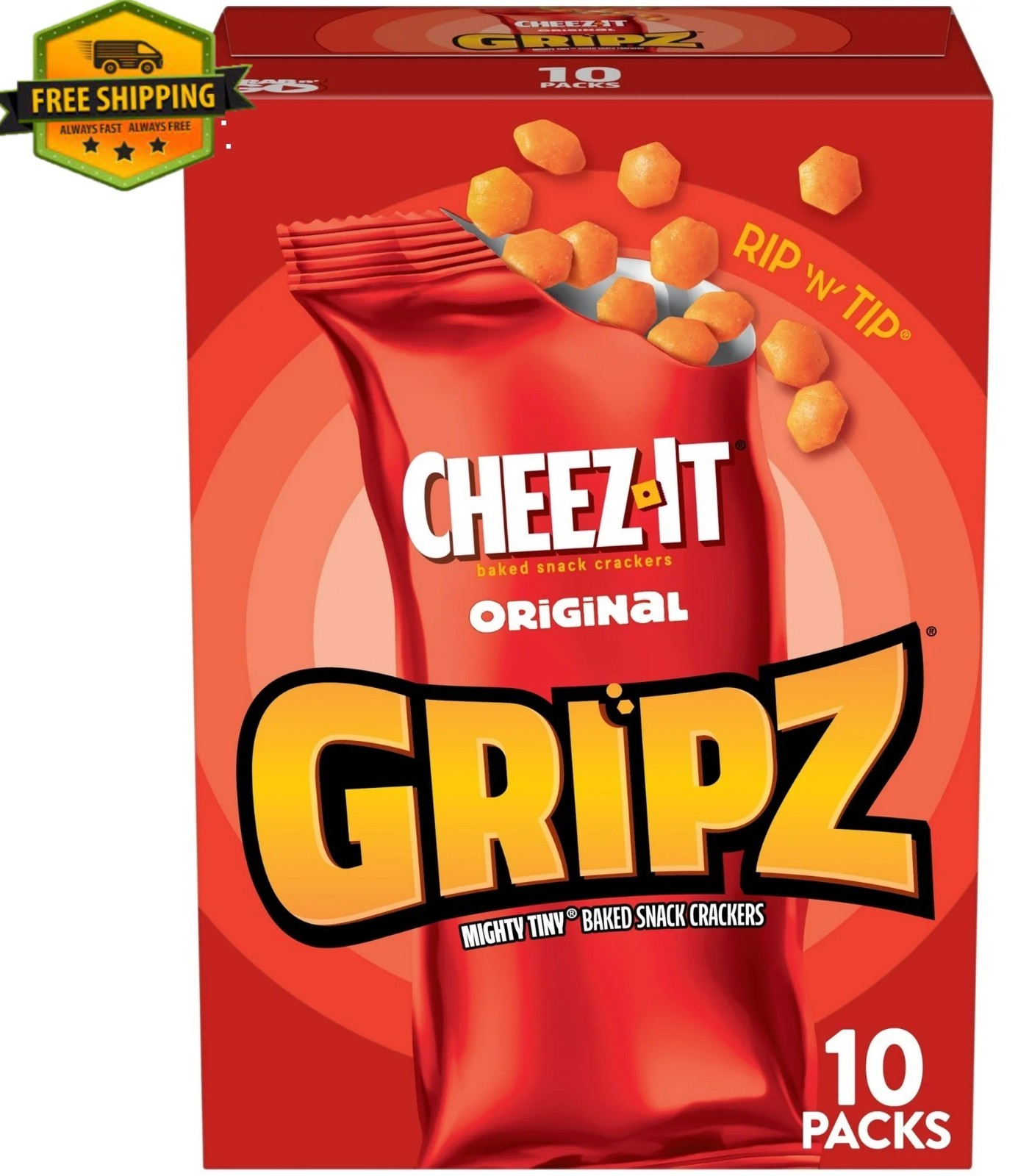Gripz Cheez-It Original Mini Crackers, Savory Snack Packs, 10-Count gallery