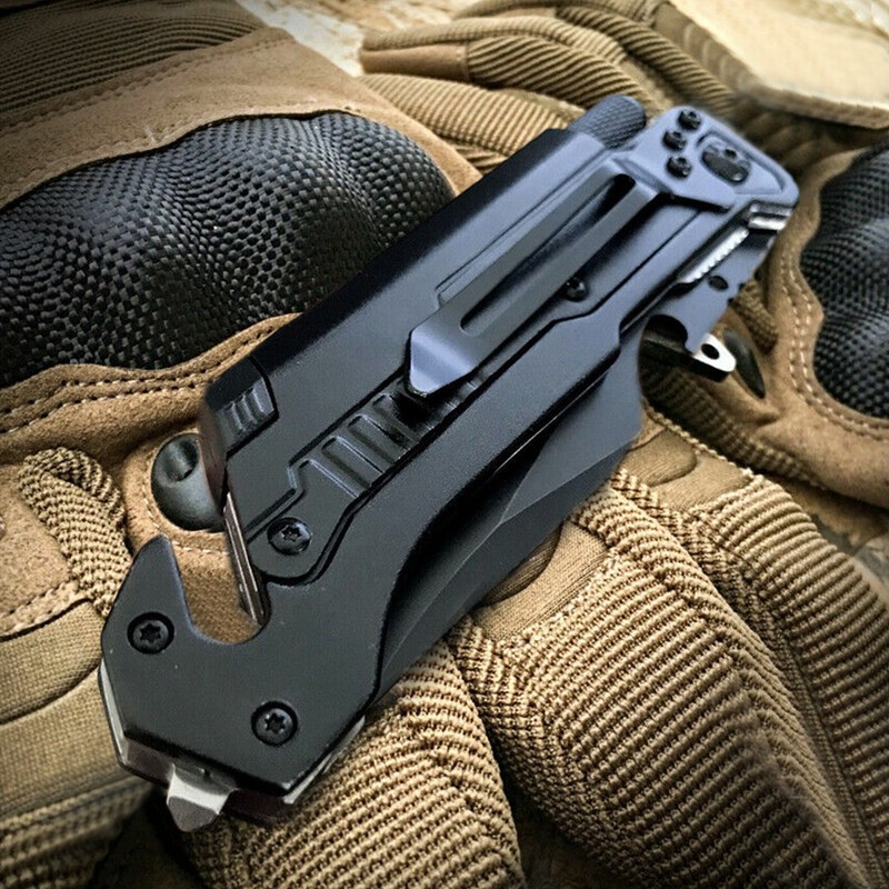 Black EDC Assisted LED Multifunction Open Pocket Knife Survival MULTI TOOL Gift gallery