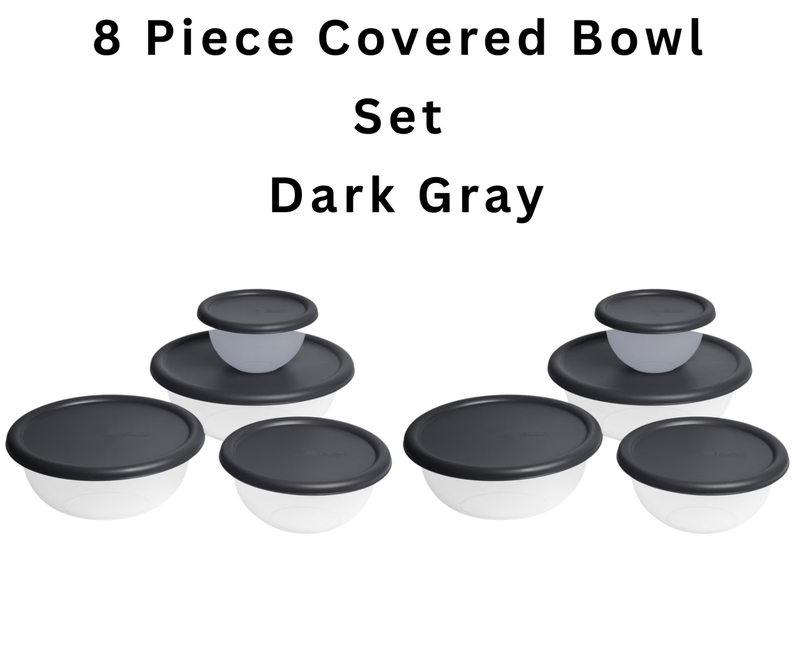 Mainstays 8 Piece Covered Bowl Set, Four Lidded Sizes, For Prep, Serve & Store gallery